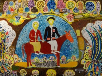 Couple à cheval – huile sur toile – 61x46cm