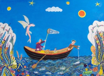 Le poisson volant – huile sur toile – 81x60cm