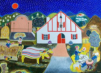 Les foins au pays basque – huile sur toile – 61x46cm